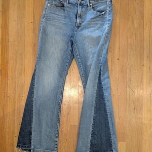GAP Two-Tone Flare Jeans - Light and Dark Blue